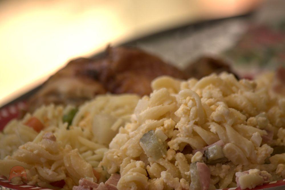 German Noodle Salad in focus